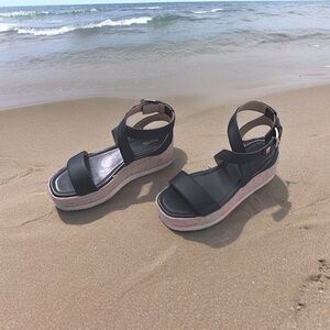 MICHAEL Michael Kors Espadrille Navy Blue Leather with White Soles, Size 9